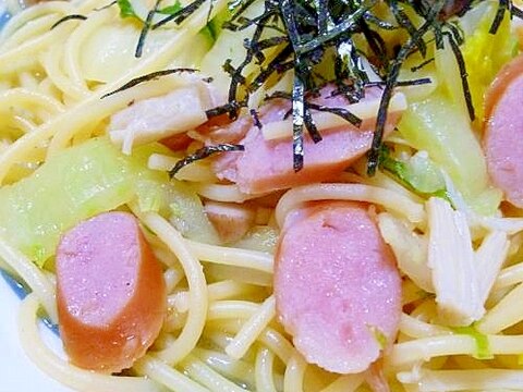 白菜とウインナーの和風パスタ♪